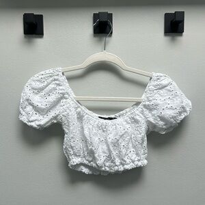 Nasty Gal White Eyelet Crop